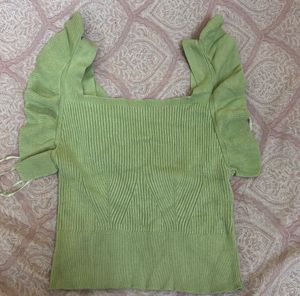 Cute Green Ruffle Top