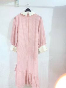 Chic Peach Gingham Dress
