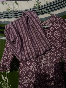 Purple Floral Print Kurti