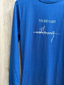 Blue Ribbed Nightwear Dress