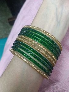 Green &amp; Gold Bangle Set