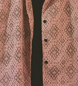 Pink Patterned Button-Up Shirt