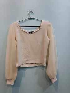 Sheer Sleeve Crop Top