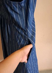 Striped Button-Front Jumper Dress
