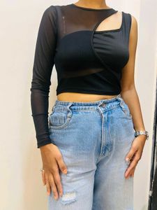 Chic Black Cutout Top