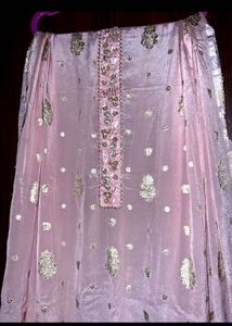 Banarasi pattern pink unstitched suit sets