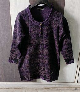 Floral Printed woolen kashmiri short kurti for wom