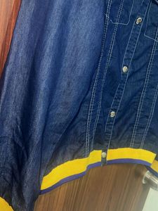 Denim Navy Blue Jacket with Yellow Trim
