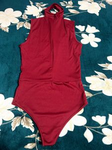 Burgundy Sleeveless Bodysuit