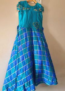 Girl&#39;s Embroidered Blue Dress