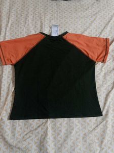 Dark Green And Orange Color Active Wear