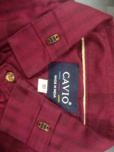 Burgundy Plaid Casual Shirt