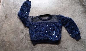 Sparkly Blue Fuzzy Top