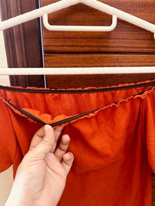 Orange Off Shoulder Crop Top