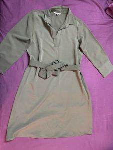 Olive Green Belted Shirt Dress