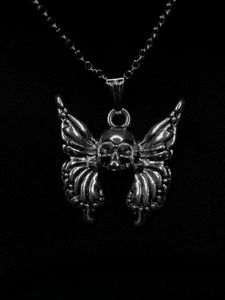 Skull Wing Pendant Necklace
