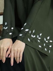 Elegant Olive Abaya with Embroidery