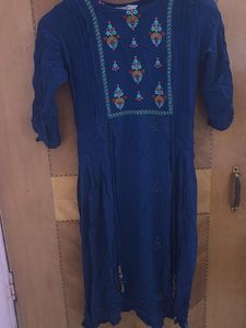 Navy Embroidered Kurti