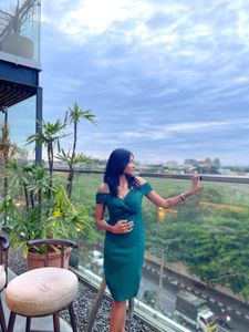 Green Off-Shoulder Dress