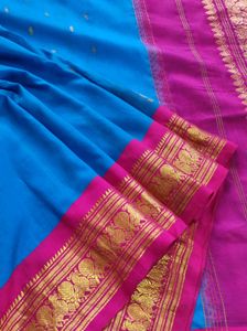 Blue And Pink kanchipuram silk Saree