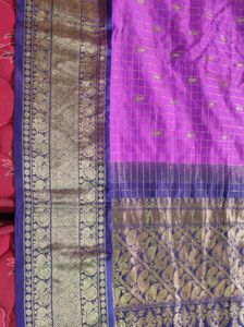 Purple and navy blue Dharmavaram pattu Saree