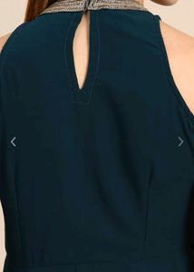 Women Teal Blue Ethnic Motifs Embroidered Kurta w