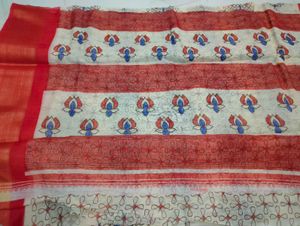 White Red Border Saree