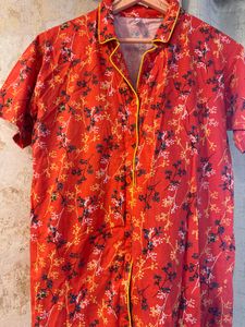 Red Floral Button shirt- Bust- 32/34