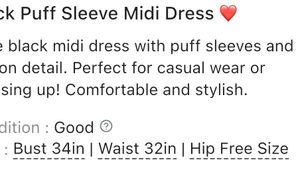 Black Puff Sleeve Midi Dress