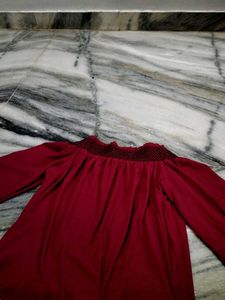 Burgundy Off-Shoulder Top