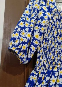 Daisy Print Smocked Dress