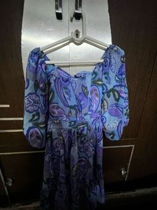Blue & Purple Paisley Mini Dress