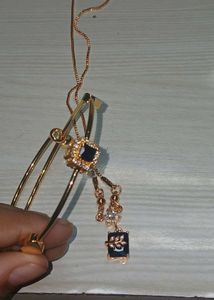 Black Stone Chain And Braclet Combo