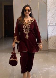 Royal Blue Velvet Kurta Set