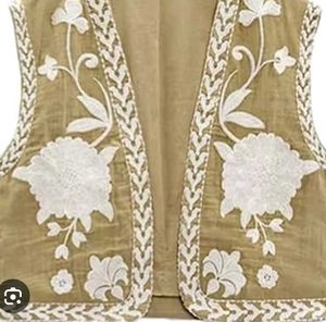 Zara Embroidered Olive Green Waistcoat