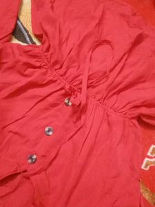 Red Button-Down Top