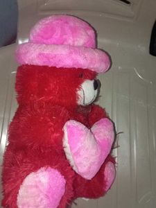 Red Teddy Bear with Pink Heart