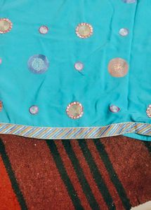 Italian crapTeal Embellished Kurta Set