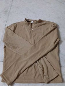 Tan Half-Zip Ribbed Top