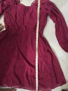 Burgundy Swiss Dot Long Sleeve Top