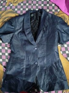 Dark Blue Short Sleeve Blazer Jacket