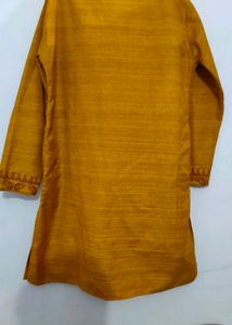 Embroidered Mustard Kurta With Pyjama