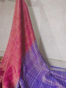 Pink Saree And Violet Pallu Sari With Jari Border