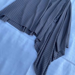 Y2K One Side Asymmetrical Grey Rib Pinterest Skirt