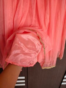 Srishti Peachy Golden Gown