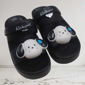 Kawaii Puppy Slides For Women - Black |