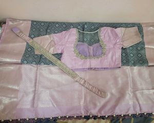 kanjivaram silk saree with blouse &amp; belt