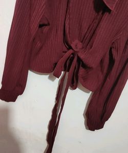Burgundy Color Winter Crop Shrug For 36 Bust