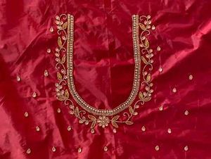 💥Maggam Work Blouse Piece Meroon Colour