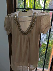 Beaded V-Neck Top